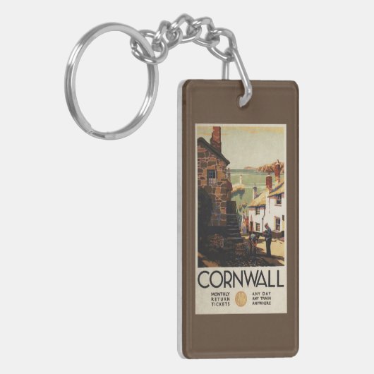 Straßen-Szene mit zwei Männern, die Eisenbahn Schlüsselanhänger (Vorderseite links)