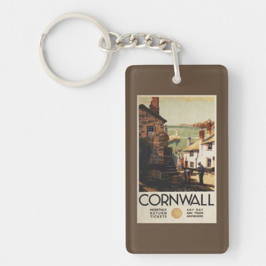 Straßen-Szene mit zwei Männern, die Eisenbahn Schlüsselanhänger (Vorderseite)