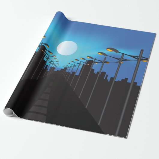 Straßen und Mond Geschenkpapier (Ungerollt)