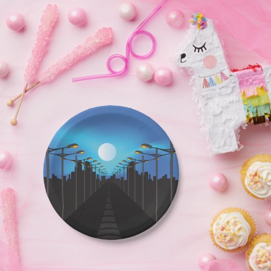 Straßen und Mond Pappteller (Party)