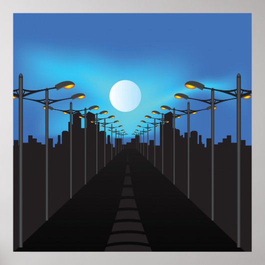 Straßen und Mond Poster (Vorne)