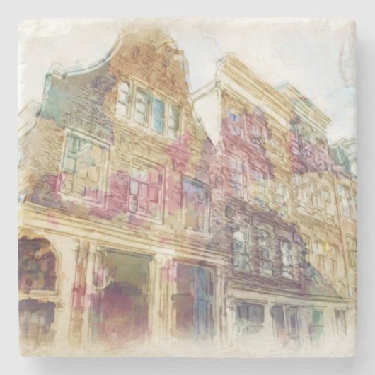Straßen von altem Amsterdam Steinuntersetzer (Vorderseite)