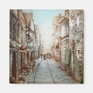 Straßen von Paris, Frankreich - Pastoral Vintag Ar Magnet