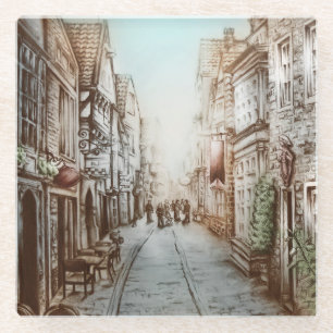 Straßen von Paris, Frankreich - Pastorale Vintage- Glasuntersetzer