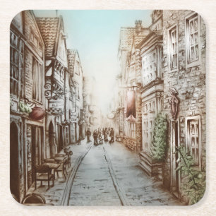 Straßen von Paris, Frankreich - Pastorale Vintage- Rechteckiger Pappuntersetzer