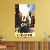 Straßenansicht mit Bus- und Tower-Uhr-Rail Leinwanddruck (Insitu (Wohnzimmer))