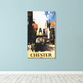 Straßenansicht mit Bus- und Tower-Uhr-Rail Leinwanddruck (Insitu (Holzboden))