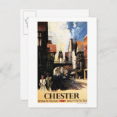 Straßenansicht mit Bus- und Tower-Uhr-Rail Postkarte (Vorne/Hinten)