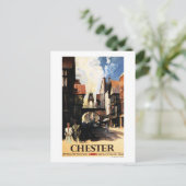 Straßenansicht mit Bus- und Tower-Uhr-Rail Postkarte (Stehend Vorderseite)