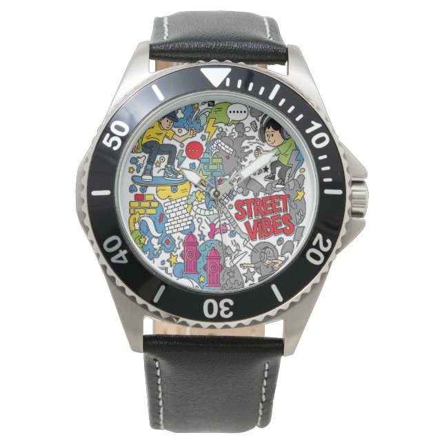 Straßenatmosphäre Armbanduhr (Vorderseite)