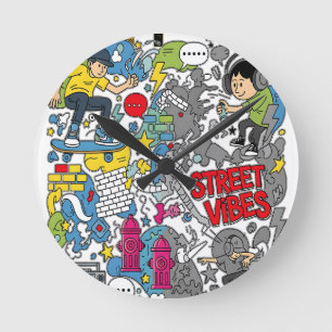 Straßenatmosphäre Runde Wanduhr