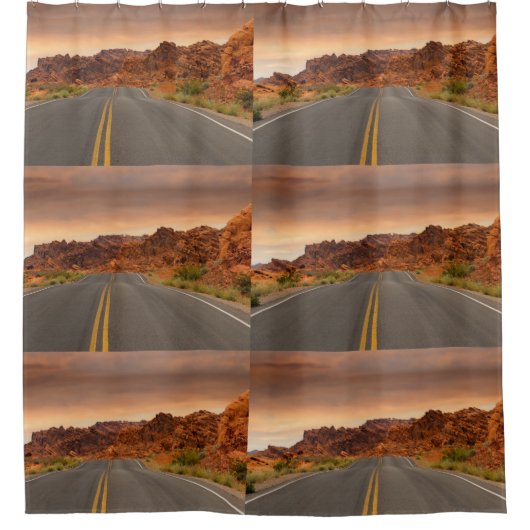 Straßenausflug Sonnenuntergang Duschvorhang (Vorderseite)