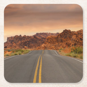 Straßenausflug Sonnenuntergang Rechteckiger Pappuntersetzer