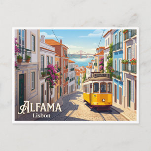 Straßenbahn 28 in Alfama Lissabon Portugal Postkarte