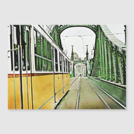 Straßenbahn - auf Brücke - Budapest Magnetkarte