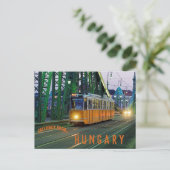 Straßenbahn auf der Brücke Budapest Ungarn Postkarte (Stehend Vorderseite)