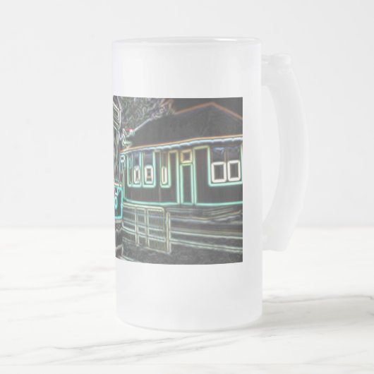 Straßenbahn bei Eisenbahn stn Große Mattierte Tass Mattglas Bierglas (VorderseiteRechts)