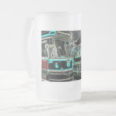 Straßenbahn bei Eisenbahn stn Große Mattierte Tass Mattglas Bierglas (Vorderseite Links)