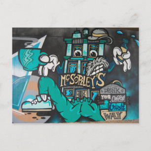 Straßenbahn: irischer Kaffee Graffiti Postkarte