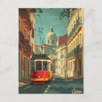 Straßenbahn Lissabon: Vintage Postkarte