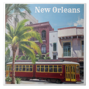 Straßenbahn New Orleans - Historische Straßenbahn Fliese