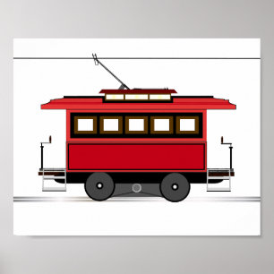 Straßenbahn Trolley Tram Kinder Dekor Druck Poster