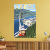 Straßenbahn über Juneau, Alaska Vintage Reiseplaka Leinwanddruck (Insitu (Wohnzimmer))