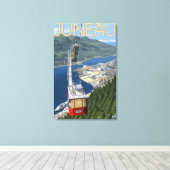 Straßenbahn über Juneau, Alaska Vintage Reiseplaka Leinwanddruck (Insitu (Holzboden))