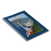 Straßenbahn über Juneau, Alaska Vintage Reiseplaka Notizblock (Rechte Seite)