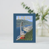 Straßenbahn über Juneau, Alaska Vintage Reiseplaka Postkarte (Stehend Vorderseite)