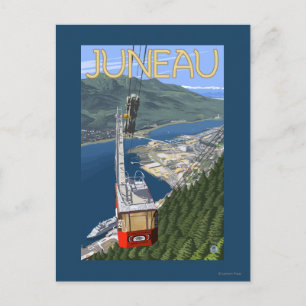 Straßenbahn über Juneau, Alaska Vintage Reiseplaka Postkarte
