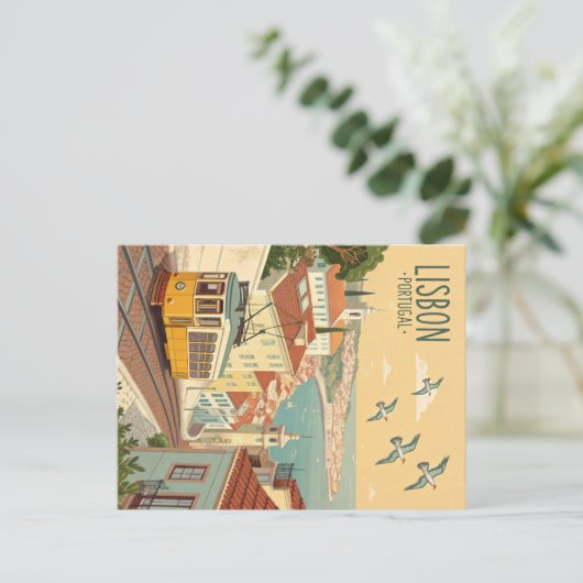 Straßenbahn Vintag Lissabon Postkarte (Stehend Vorderseite)