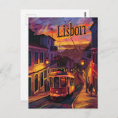 Straßenbahn Vintag Lissabon Postkarte (Vorne/Hinten)