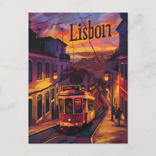 Straßenbahn Vintag Lissabon Postkarte (Vorderseite)