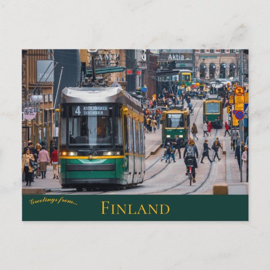 Straßenbahnen in Aleksanterinkatu Helsinki Finnlan Postkarte (Vorderseite)
