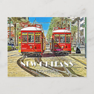 Straßenbahnen in New Orleans Postkarte