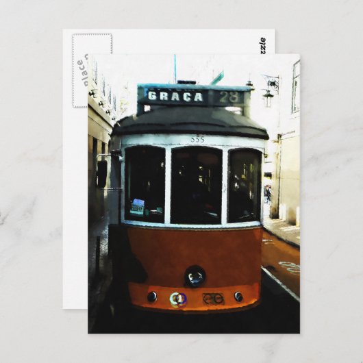 Straßenbahnhaltestelle Lissabon Postkarte (Vorne/Hinten)