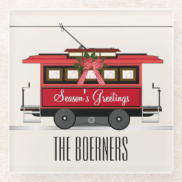 Straßenbahnlinie Trolley Streetcar der Saison Glasuntersetzer