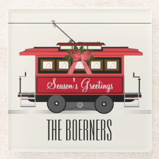 Straßenbahnlinie Trolley Streetcar der Saison Glasuntersetzer