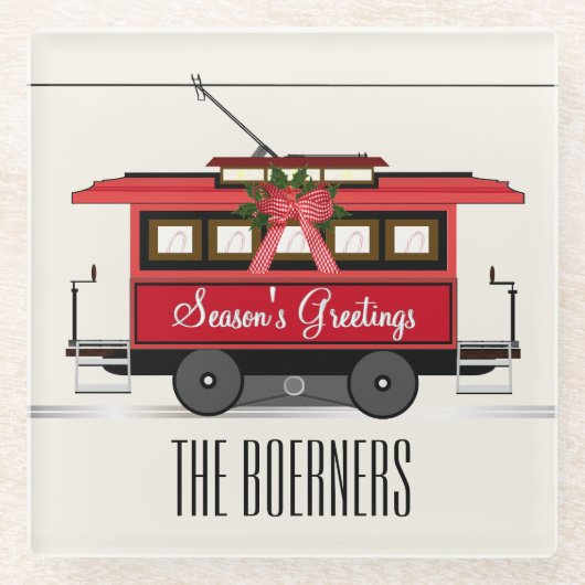 Straßenbahnlinie Trolley Streetcar der Saison Glasuntersetzer (Vorderseite)