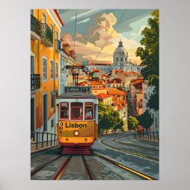 Straßenbahnlinien von Lissabon: Skyline der Stadt Poster