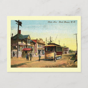 Straßenbahnstation, Bath Beach, Brooklyn Vintage Postkarte