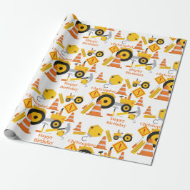 Straßenbau glücklich Geburtstag Personalisiert Geschenkpapier