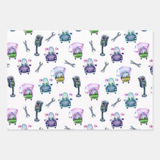 Straßenbau Lights School Bus Geschenkpapier Set (Vorderseite 2)