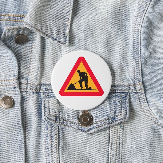 Straßenbauarbeiten vor Schilderbauzone - Warnung Button
