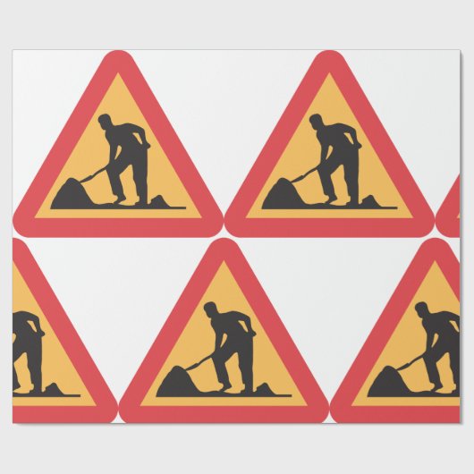 Straßenbauarbeiten vor Schilderbauzone - Warnung Geschenkpapier (Flach)