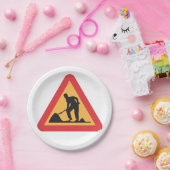 Straßenbauarbeiten vor Schilderbauzone - Warnung Pappteller (Party)