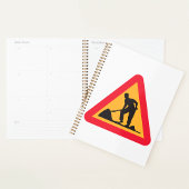 Straßenbauarbeiten vor Schilderbauzone - Warnung Planer