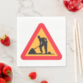 Straßenbauarbeiten vor Schilderbauzone - Warnung Serviette