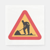 Straßenbauarbeiten vor Schilderbauzone - Warnung Serviette (Vorderseite)